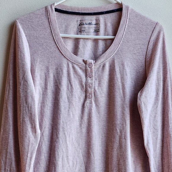 Eddie Bauer Pale Pink Henley Pajama Shirt Size Medium - Picture 5 of 16